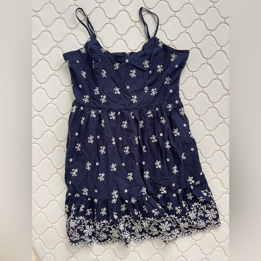 Navy blue eyelet dress